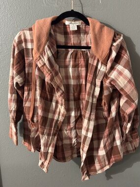 Passport Plaid Button-Up Shirt Jacket - Rust & Cream